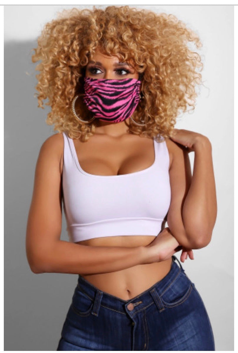 Pink Zebra Animal Print Face Mask