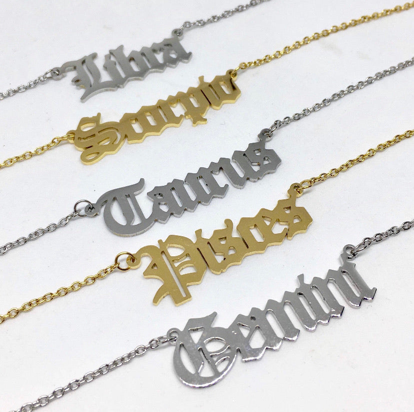 Silver Zodiac sign necklace